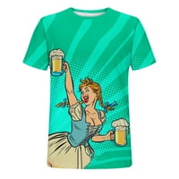 Muški pivski festival T-majice Loose Fit 3D modni digitalni tisak kratki rukav okrugli vrat TOP bluza Ležerne prilike Laighty Party Holiday Tees Green XXL