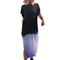 Haljine za prodaju za žene za žene s kratkim rukavima Digitalna haljina za ispis Okrugli izrez Maxi