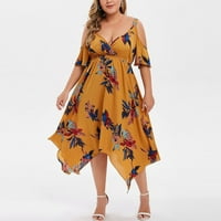 LOLMOT Ljetna haljina za žene plus veličine casual cvjetno tiskovine hladne ramene haljine seksi kratki