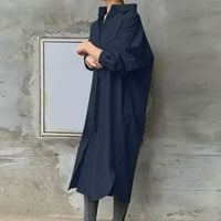 Ženske haljine Jesen Women Modni čvrsti odvod Mid Calf haljina dugačka haljina dugih rukava