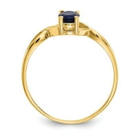 14k žuto zlatni prsten sa kamenjem septembar safir ovalna plava, veličine 5