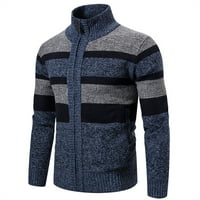 Muška pletena kardigan džemper jakna Zimska termalna bojabloka kaputi casual zip up džumper vrhovi mornarice m