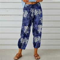 Ljetne hlače za žene Trendy High Squik Kapri sa džepovima Široke pantalone za obrezivanje noge
