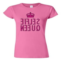 Junior Selfie Queen Pink Crown Reverse Funny Humor DT majica Tee