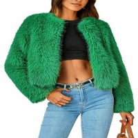 Ženska zimska jakna Fuzzy Fleece Fau Fur Shaggy Overtery Cardigan kaputi obrezana jakna za spaljivanje