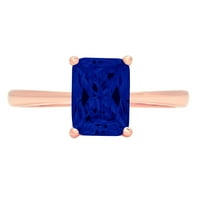 2.0ct smaragdni rez simulirani plavi safir 14k ružičasto zlatne obljetnice za angažovanje prstena veličine 4,25