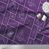 Soimoi Purple Poliester Crepe tkanina božićna tema Party Print tkanina od dvorišta široko