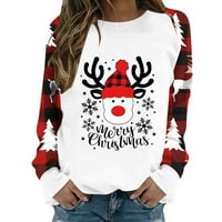 Zimska ženska božićni božićni izleti ispisani majica s dugim rukavima Funny Travel Party majice Crno bijela, XL