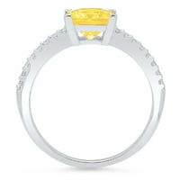 1.66ct Princess Cut žut prirodni citrinski 14k bijeli zlatni godišnjički angažman prsten veličine 3.5