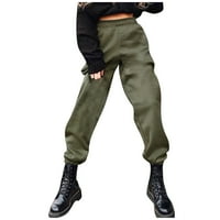 Ženske modne čvrste gamatosti u boji Ležerne hlače visoke struke bodi pantalone zelene s