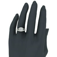 Dijamantni vjenčani prsten set okruglog sjajnog dijamantskog jastuka Halo prstenovi Split SHANK 14K