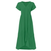Stabilne ljetne haljine za žene Ženske kratki rukav casual party večernji klub Long Maxi haljina vojska zelena 4xl