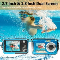Podvodna kamera Full HD 2.7K 48MP Vodootporna kamera za snorkeling dual ekranu vodootporni samo-tajmer