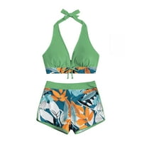 B91XZ Plivanje odijela za žene Dame Snimka High Shars Hratke za kupaće kostimi Žene Split Green, Veličina