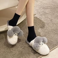 DMQupv Fuzzy House Papuče za žene koje se mogu pratiti tople cipele plus baršunasti slatki crtani klizanje