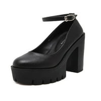 Lacyhop dame Mary Jane gležnjače pumpe Chunky platforma High Heel Prom modna pumpa cipela prozračne cipele cipele crna 8.5