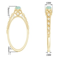 Art Deco prsten za žene - Etiopski Opal Solitaire Prsten sa dijamant, 14k žuto zlato, SAD 9.00