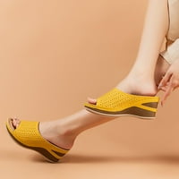FSqjgq casual sandale žene boho sandale žene klinovi sa retro ribljim papučama usta boemske sandale plaže cipele veličine žute boje