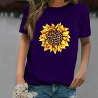 Amtdh Ženske majice Teen Girls Tee Plus Veličina T majice za žene Sunflower Graphic Pulover kratki rukav