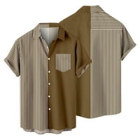 TKLpehg majice kratkih rukava za muškarce lapel bluza Havajska majica Casual Color Block Print Lable