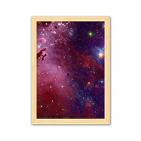 Plavi Crveni oblaci Stars Galaxy Dekorativni drveni slikarstvo Naslovnica Naslovnica Okvir slike A4
