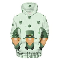 Grafičke dukseve FESFESFES-a za muškarce Casual modni okrugli zvezni duks St. Patrickov dan Ispis pulover