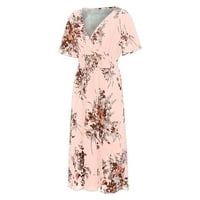Haljine za žene Shopeessa Plus Veličina Modni ženski cvjetni tiskani V-izrez kratki rukav casual haljina