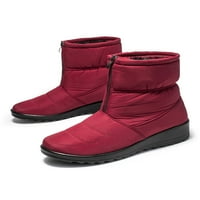 Woobling dame Winter Boot Mid-CALF čizme za snijeg Plišane za topline cipele Ženske čizme Ležerne prednje Zip Classic Crveno 7,5