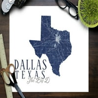 Dallas, Texas, karta i grad, državni ocrtani, veliki d