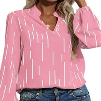 Paille Women V izrez Casual TEE Modni rad Majica dugih rukava Poslovni vrhovi Pulover Pink M