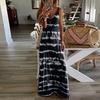 Izrez Maxi Striped Casual Okrugla Tie-dye Bohemijska haljina za cipele Žene Žene Ženske haljine Petite Switre Haljina duge džemper haljine za žene