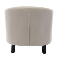 Posteljina tkanina naglasna stolica za dnevnu sobu Stan, moderne tufted wingback barel klubske stolice, bež 28.3x24x
