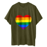 Ženska klasična majica kratkih rukava s kratkim rukavima, Dan zaljubljenih Love Rainbow Tiskanje vrhovi labave ležerne košulje