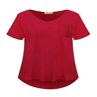 Žene plus veličina V izrez Tunic Tunic Kratki rukav labavi pulover za bluzu za ljeto