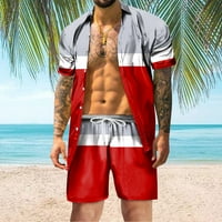 Vedolay kratki setovi Mens Set Casual Hippie Beach Holiday Majice Shorts Outfits, Bijeli XL