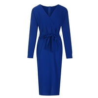 Holloyiver Ženske haljine Ljeto Ležerne prilike sa punim looseruffledhem patent s dugim rukavima V-izrez L, XL, 2xL, 3xL, 4xL, 5xl