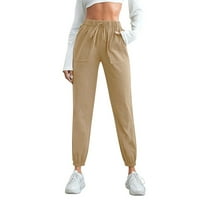 Ženske pantne pantalone pantne džepove pamuk i posteljina elastična struka labave majice casual labave