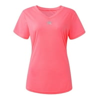 Ženska majica s dugim rukavima s majicom grafički ispis pada labavi fit tunike ružičaste s