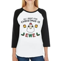 Sve što želim za Božić je Ewe Womens Crno-bijela bejzbol košulje