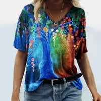 Inleife ženska majica, ženska modna tiskana majica s kratkim rukavima Bluza okrugli vrat casual vrhovi