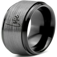Volfram Ljubavna tipografija Pisanje prstena za prsten za muškarce Žene Udobne fit crni korak Bevel