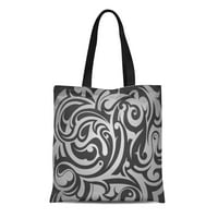 Platno torba uzorak apstraktni plemenski keltski crni vrtlozi umjetnička cvjetna grafika trajna torba