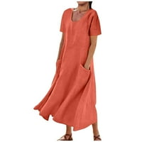 StMixi ljetne haljine za ženske plaže Ležerne prilike prozračne pamučne haljine duge haljine s džepom