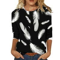 Fjofpr Ženski odjeća na vrhu ženske plus veličine cvjetne tiskane majice Dužina rukava s majicama sa rukavom Okrugla vrata casual bluza