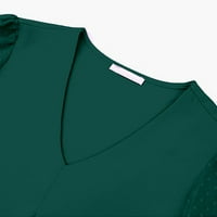 Ženski vrhovi čvrsti šifon V izrez Pleased kratki rukav casual bluza