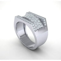 Originalni 2CT okrugli rez dijamantski prong muški široki fantastični obljetni prsten od krutog 14k