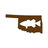 Oklahoma bass naljepnica naljepnica Die Cut - samoljepljivi vinil - Vremenska zaštitna - izrađena u SAD - Mnogo boja i veličine - Largemouth Ribolov u obliku u obliku države