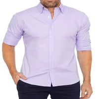 Niuer muške majice patentni patentni vrpca rever izrez Tunika majica casual bluza dugih rukava ljubičasta xl