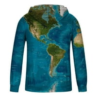 Muški kartu Svjetskih tiskanih dukseva Grafički pulover, duksevi novost zimske modne džepove od runa