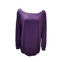 Ženska udobnost tamnog ugradnje dukserišta moda Modni trendi radovi dugih rukava s dugim rukavima Jedno rame Lagani pulover casual vintage odjeća čvrste boje Purple M